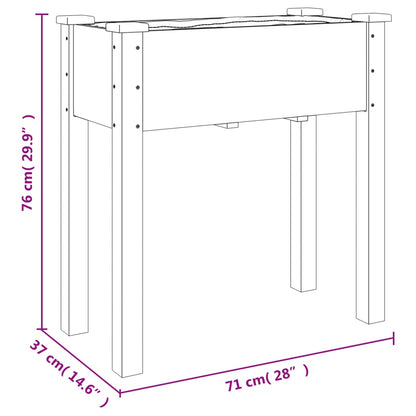 Odlingslåda på hjul med foder 71x37x80 cm massivt granträ
