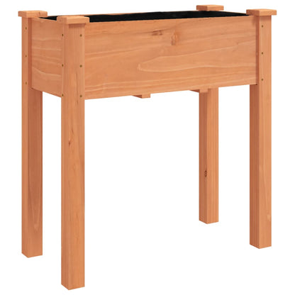 Odlingslåda på hjul med foder brun 71x37x80 cm massivt granträ