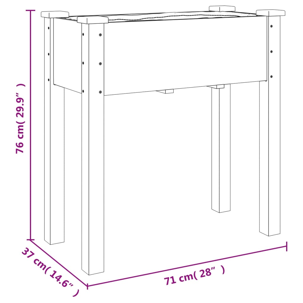 Odlingslåda på hjul med foder brun 71x37x80 cm massivt granträ