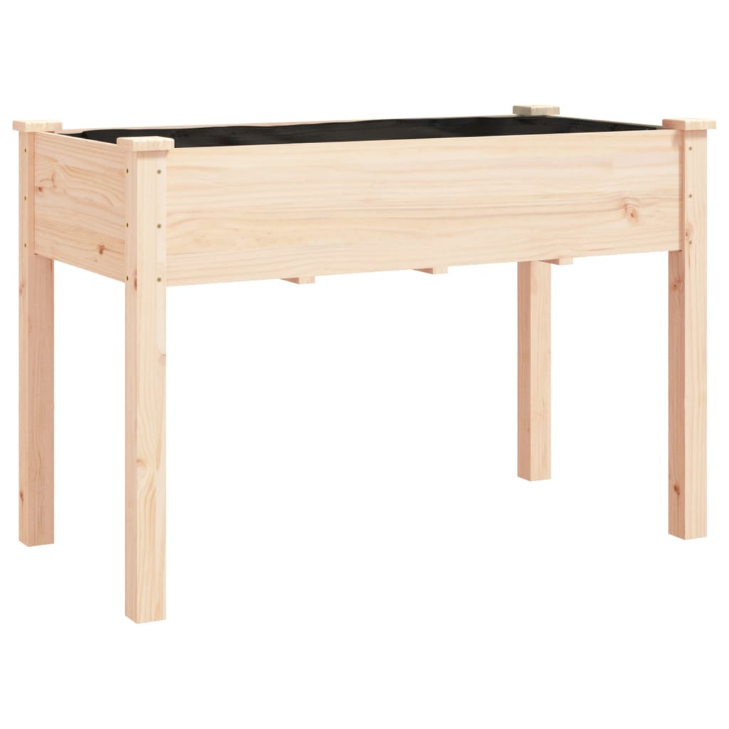 Odlingslåda på hjul med foder 118x59x80 cm massivt granträ