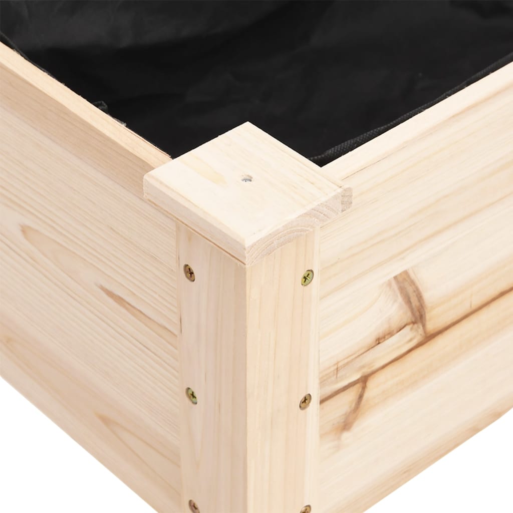 Odlingslåda på hjul med foder 118x59x80 cm massivt granträ