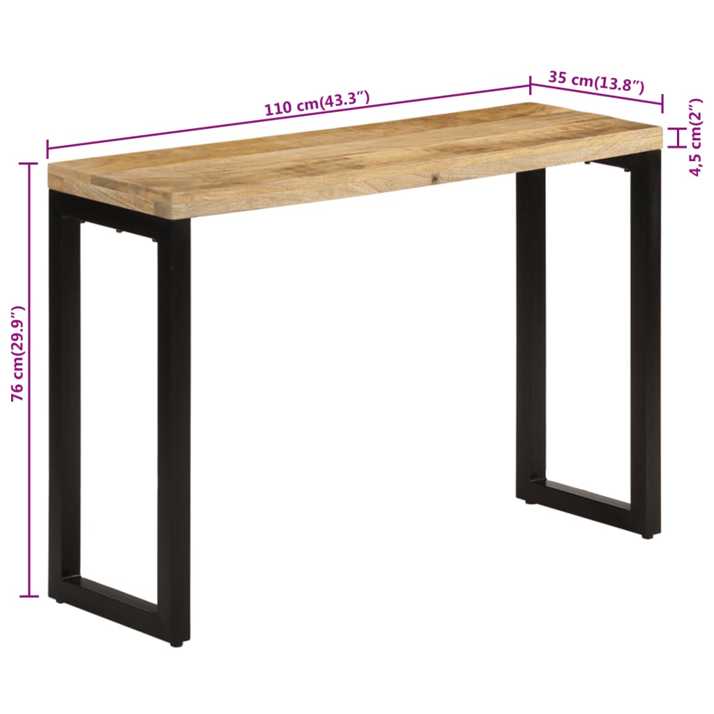 Avlastningsbord 110x35x76 cm massivt grovt mangoträ