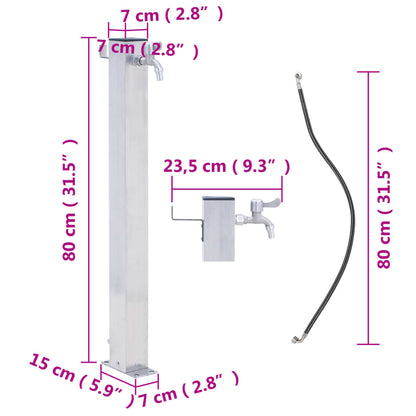 Vattenpost 80 cm rostfritt stål fyrkantig