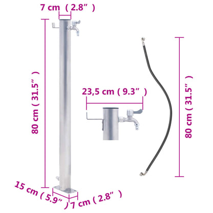 Vattenpost 80 cm rostfritt stål rund