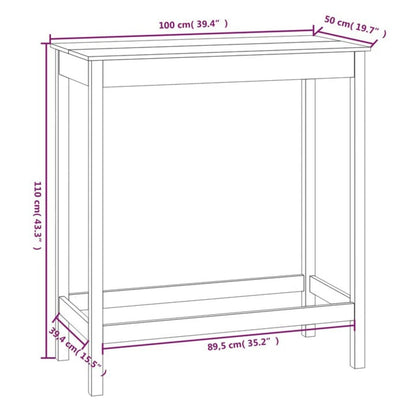 Barbord vit 100x50x110 cm massiv furu