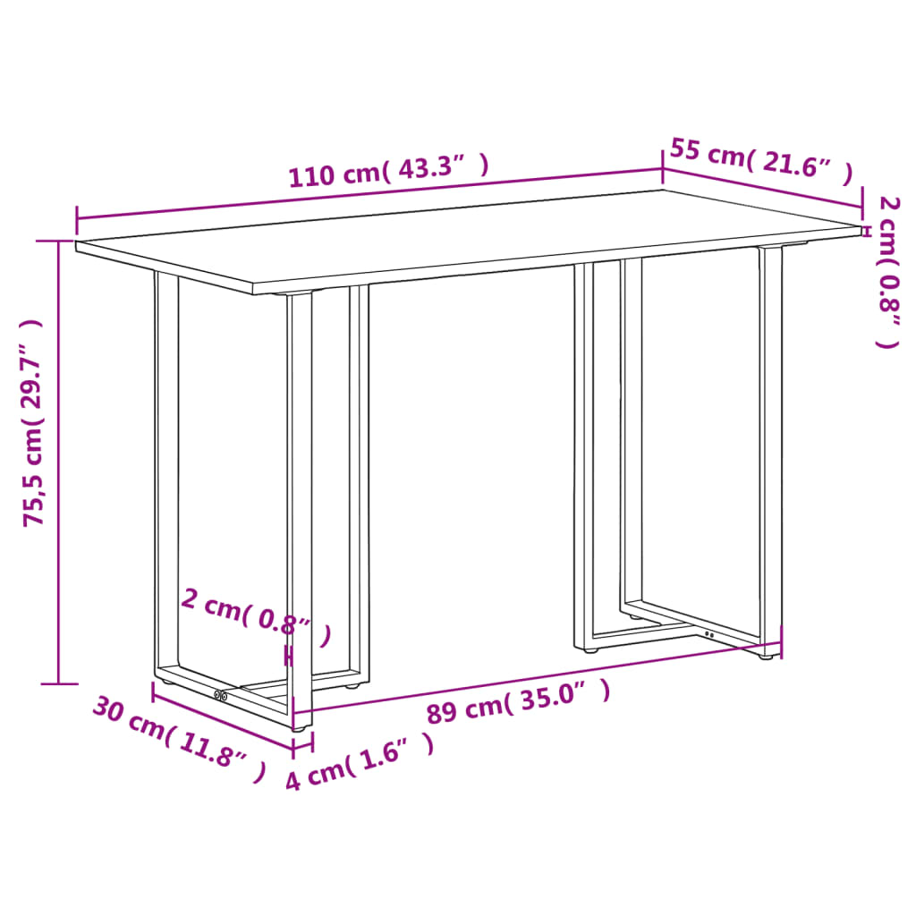 Matbord 110x55x75,5 cm massivt mangoträ