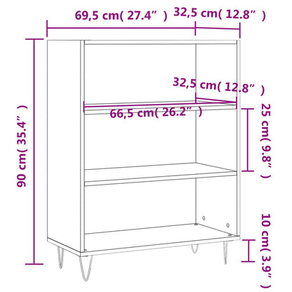 Bokhylla vit högglans 69,5x32,5x90 cm konstruerat trä