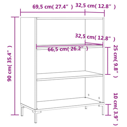 Bokhylla svart 69,5x32,5x90 cm konstruerat trä