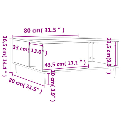 Soffbord betonggrå 80x80x36,5 cm konstruerat trä