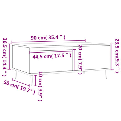 Soffbord vit högglans 90x50x36,5 cm konstruerat trä