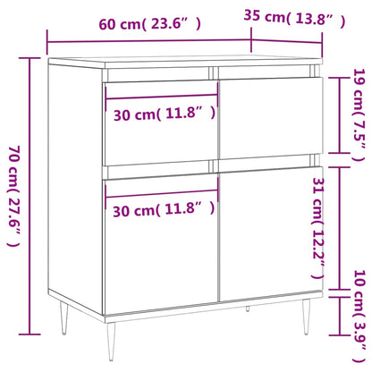 Byrå vit 60x35x70 cm konstruerat trä