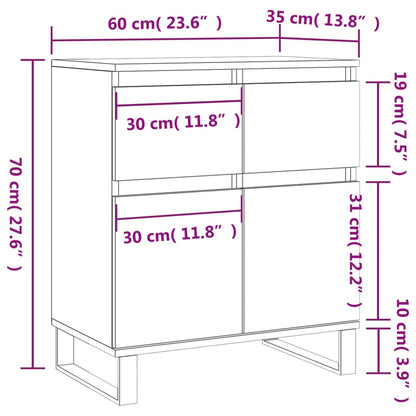 Byrå betonggrå 60x35x70 cm konstruerat trä