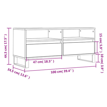 Tv-bänk vit 100x34,5x44,5 cm konstruerat trä