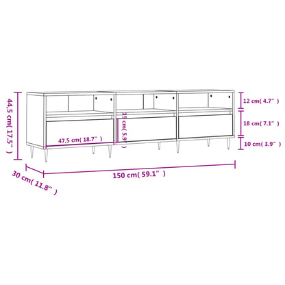 Tv-bänk sonoma-ek 150x30x44,5 cm konstruerat trä