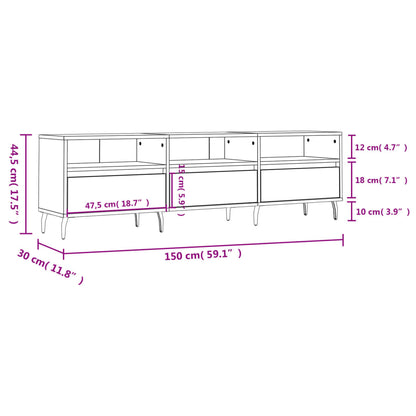 Tv-bänk vit 150x30x44,5 cm konstruerat trä