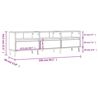 Tv-bänk sonoma-ek 150x30x44,5 cm konstruerat trä