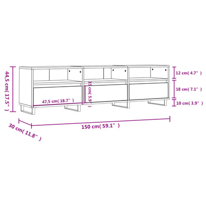 Tv-bänk vit 150x30x44,5 cm konstruerat trä