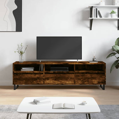 Tv-bänk rökfärgad ek 150x30x44,5 cm konstruerat trä