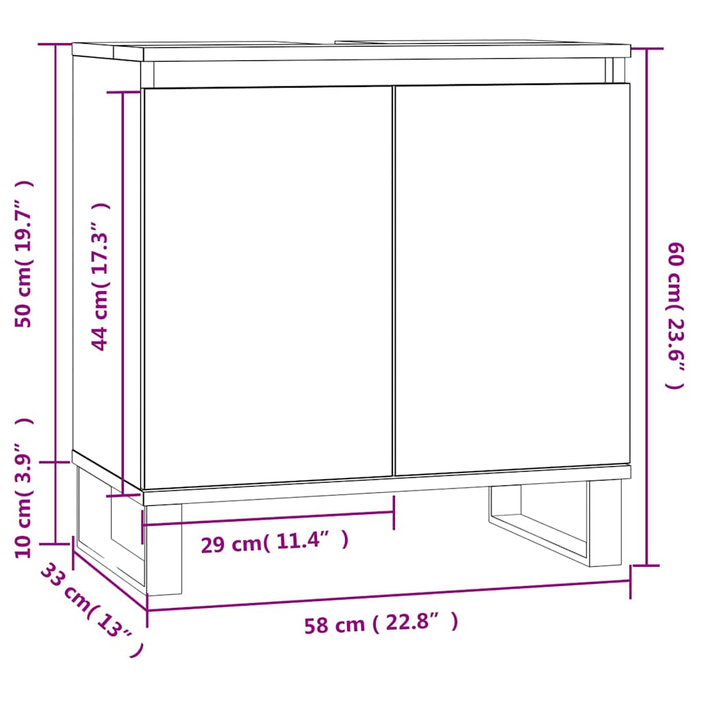 Badrumsskåp vit 58x33x60 cm konstruerat trä