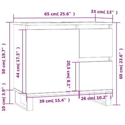 Badrumsskåp vit 65x33x60 cm konstruerat trä