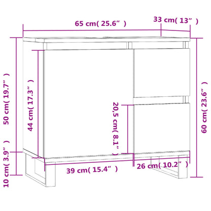 Badrumsskåp sonoma-ek 65x33x60 cm konstruerat trä