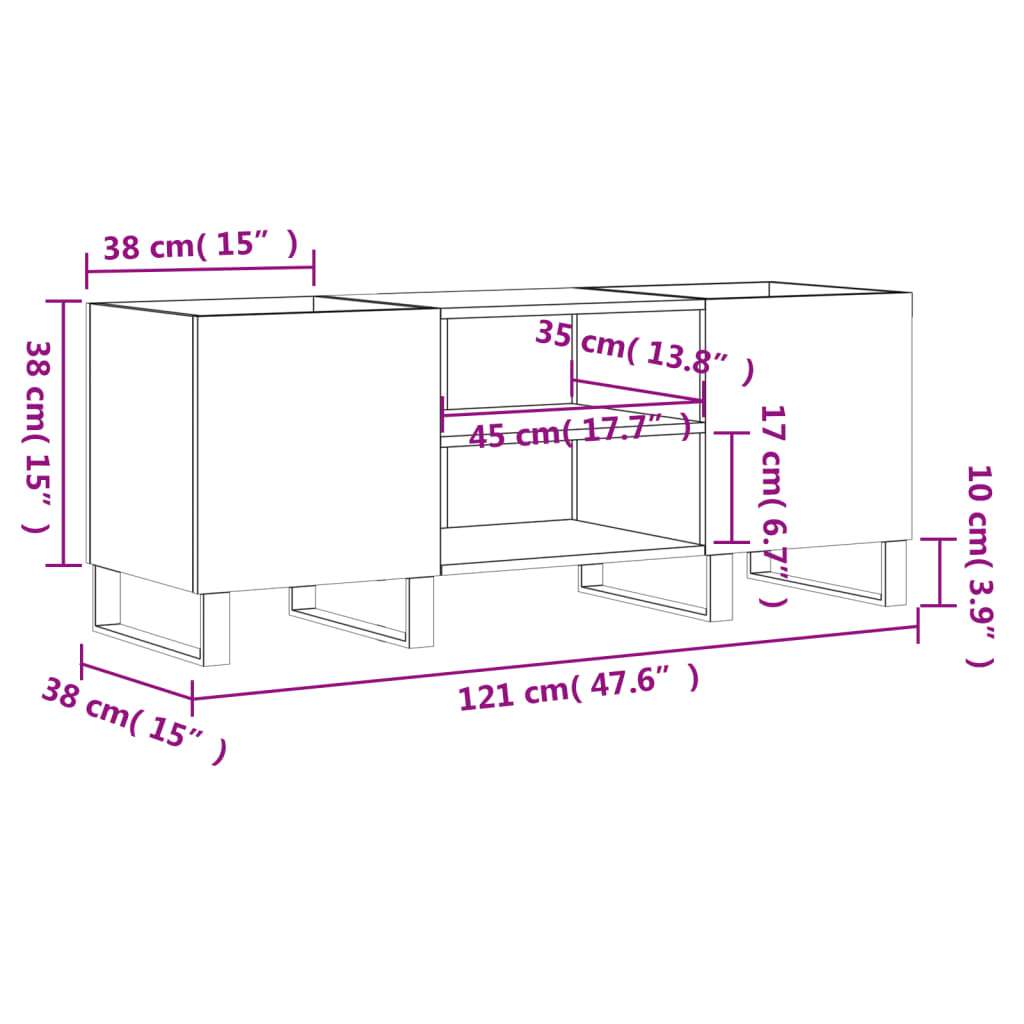 Stereobänk vit 121x38x48 cm konstruerat trä