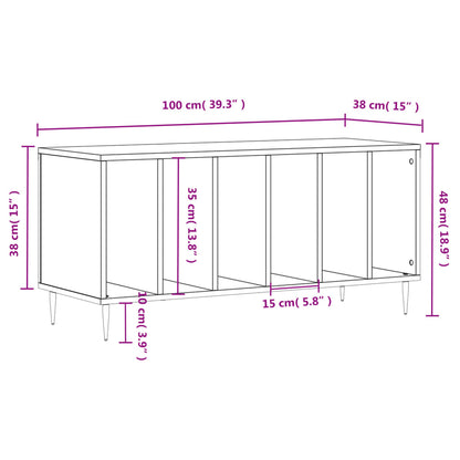 Stereobänk svart 100x38x48 cm konstruerat trä