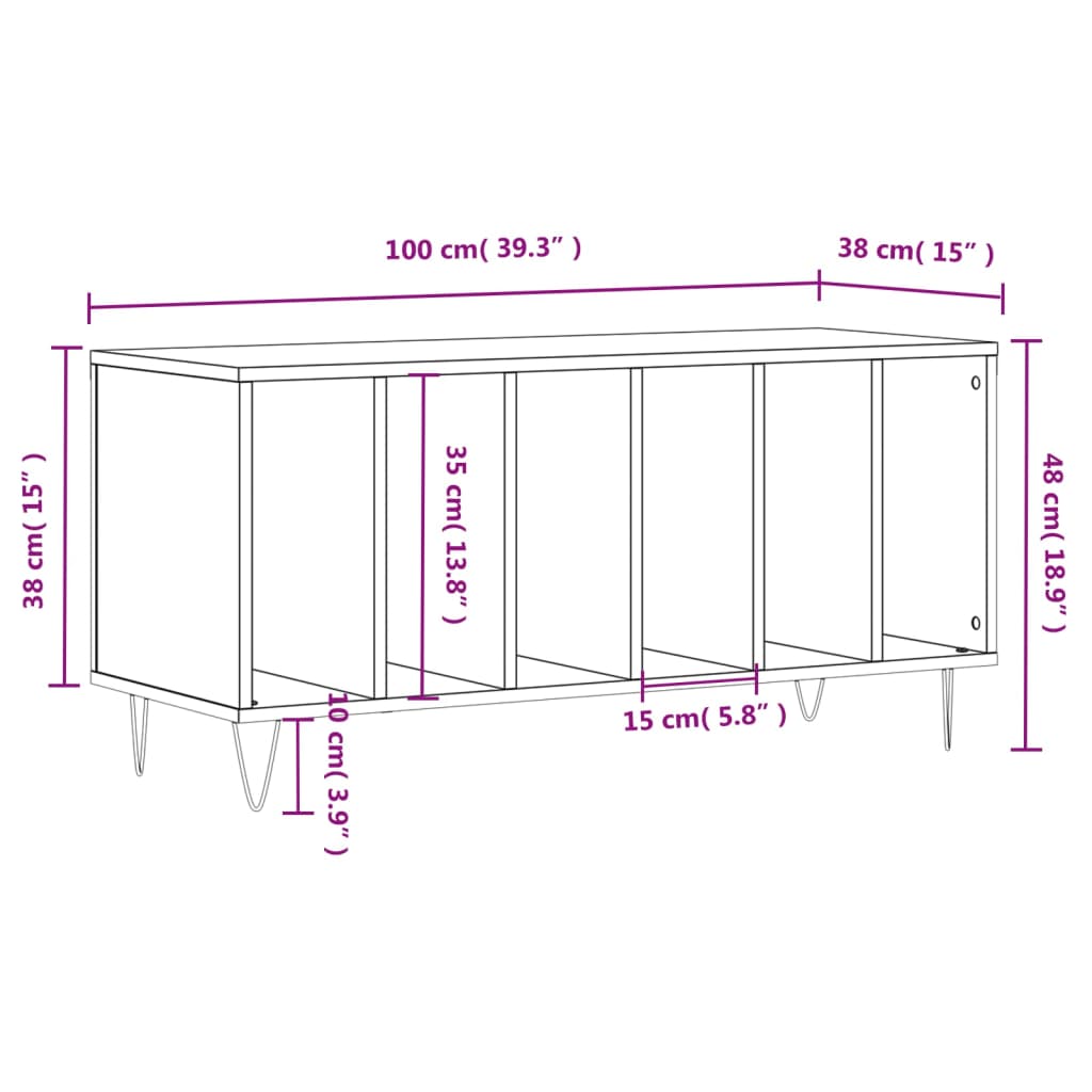 Stereobänk vit 100x38x48 cm konstruerat trä