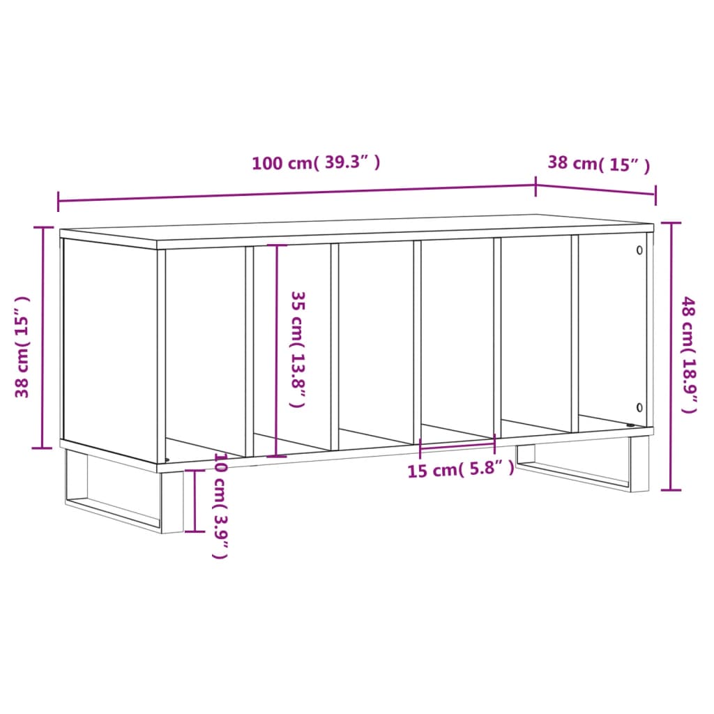 Stereobänk svart 100x38x48 cm konstruerat trä