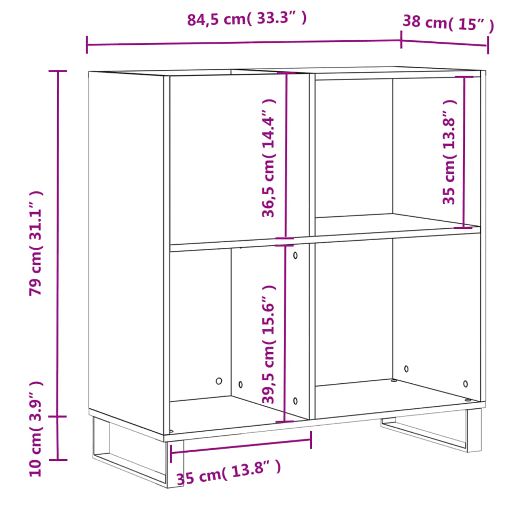 Stereobänk sonoma-ek 84,5x38x89 cm konstruerat trä