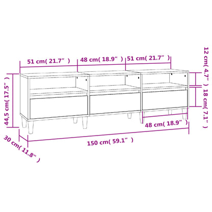 Tv-bänk rökfärgad ek 150x30x44,5 cm konstruerat trä