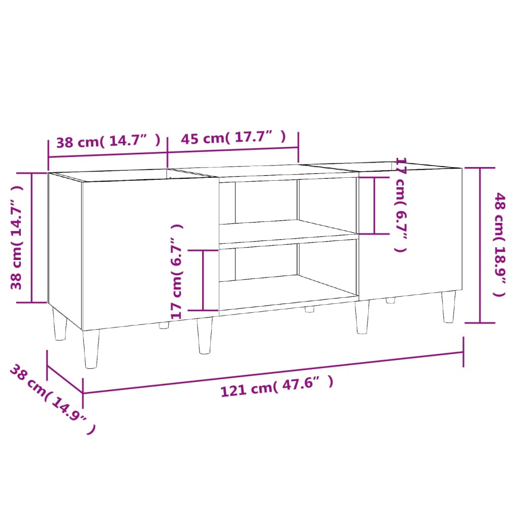 Stereobänk vit 121x38x48 cm konstruerat trä