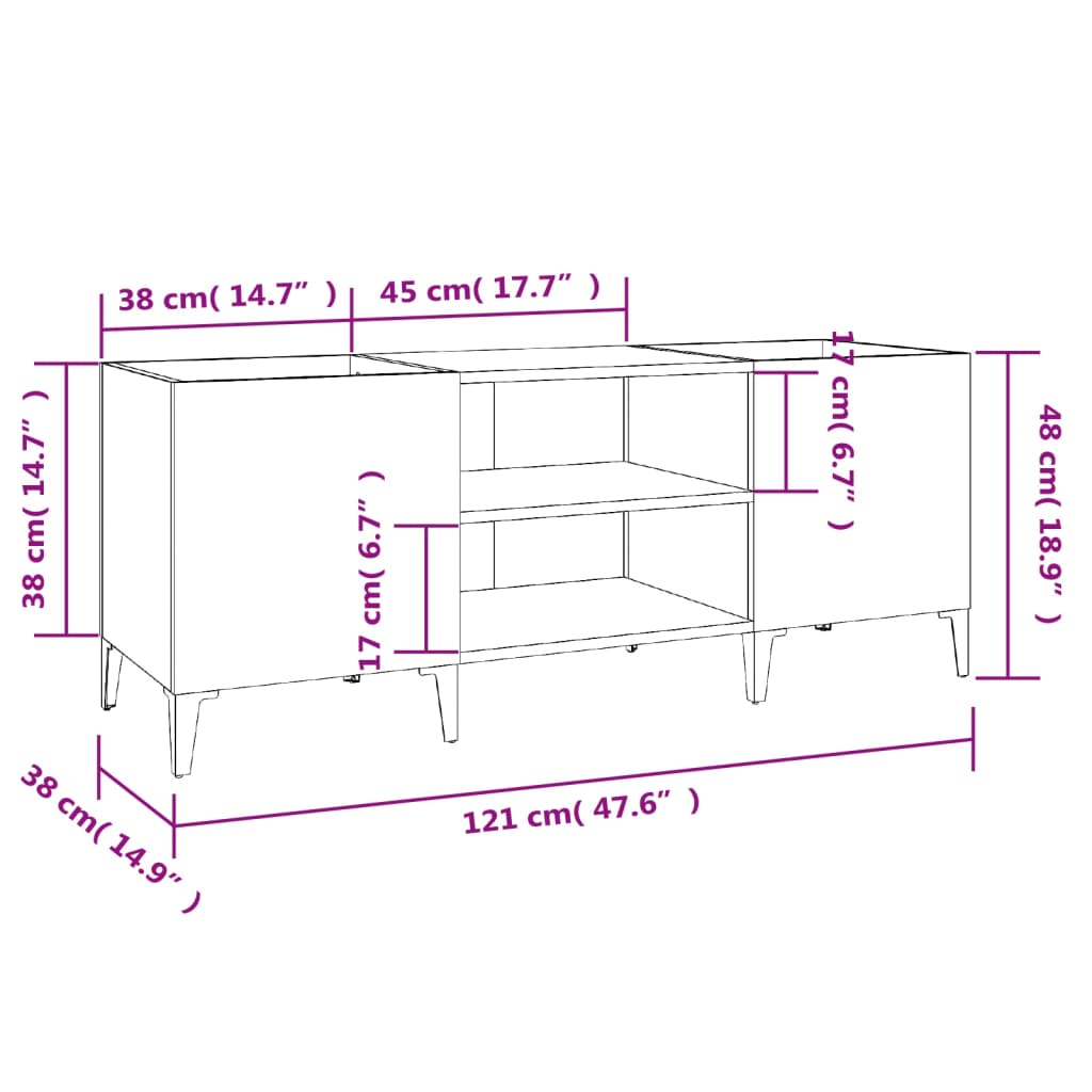 Stereobänk vit 121x38x48 cm konstruerat trä