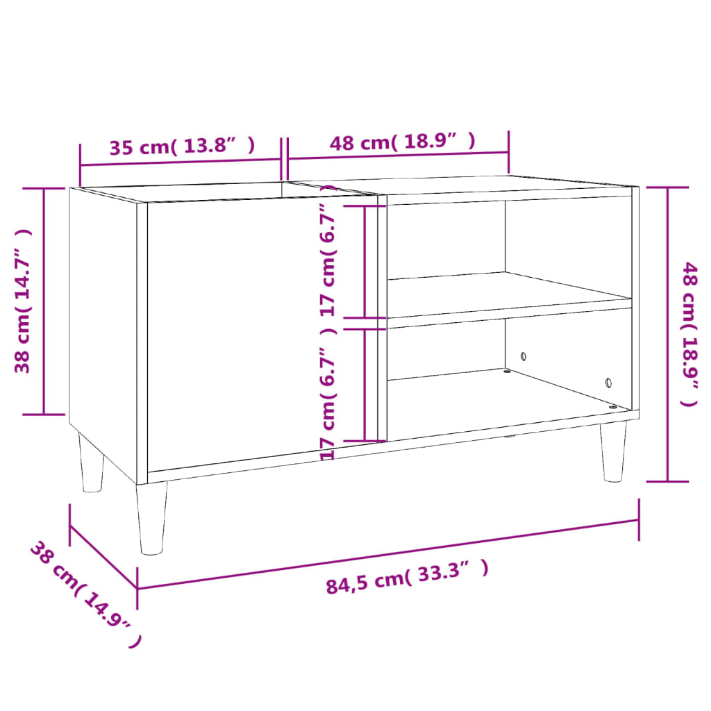 Stereobänk brun ek 84,5x38x48 cm konstruerat trä