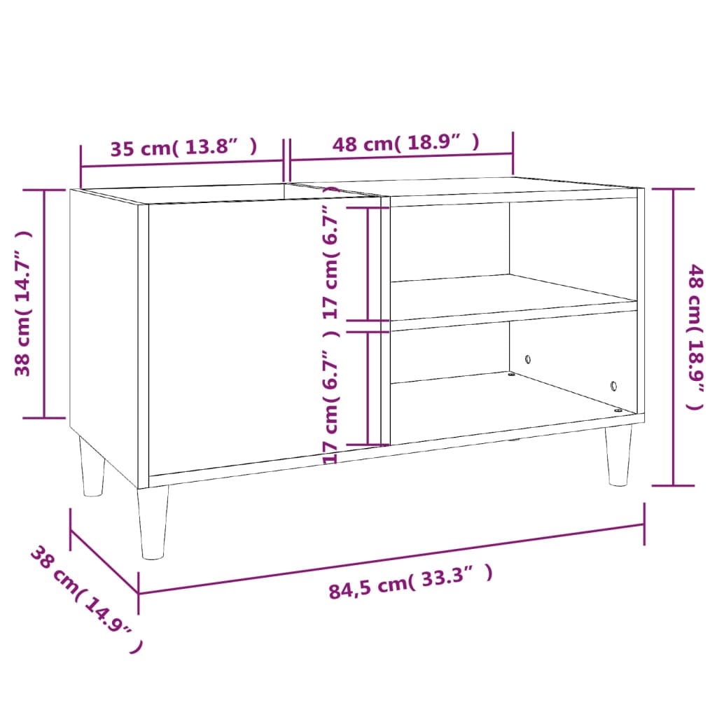 Stereobänk svart 84x38x48 cm konstruerat trä