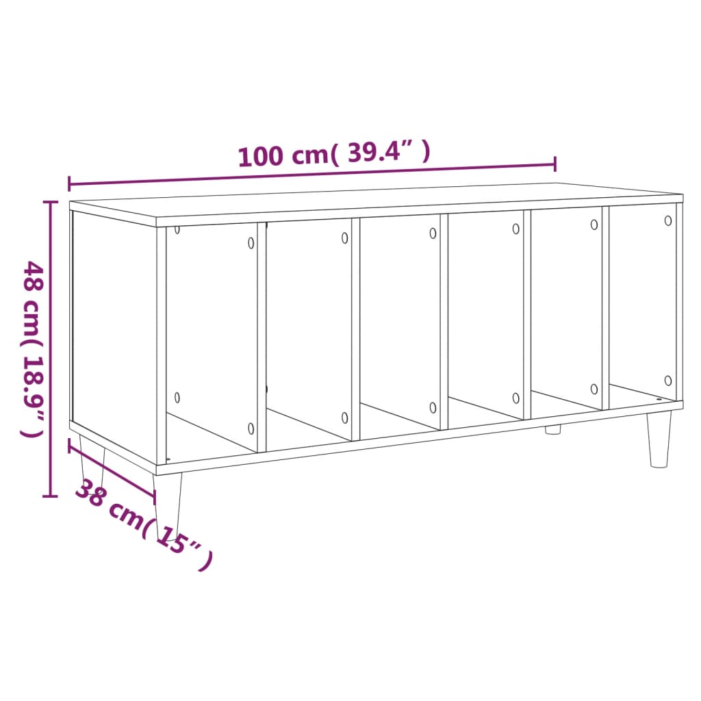 Stereobänk vit 100x38x48 cm konstruerat trä