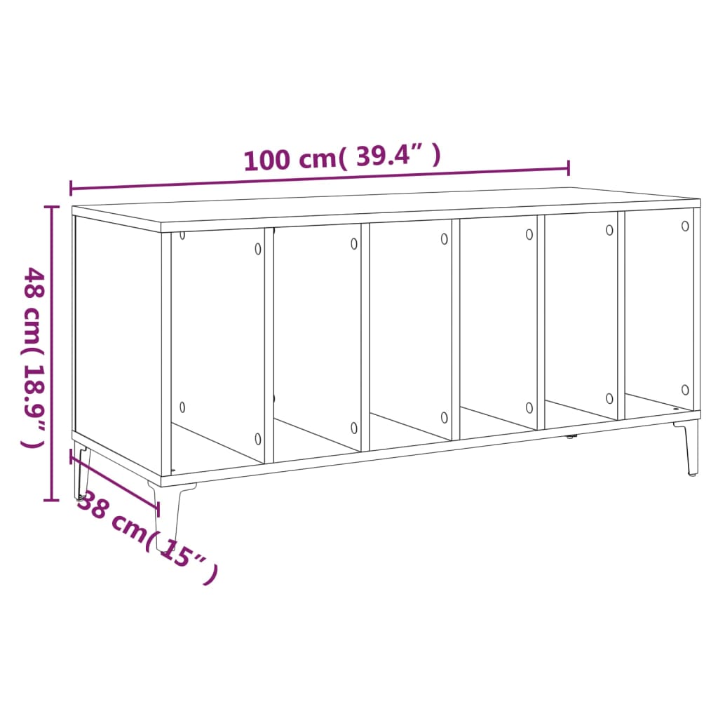 Stereobänk betonggrå 100x38x48 cm konstruerat trä