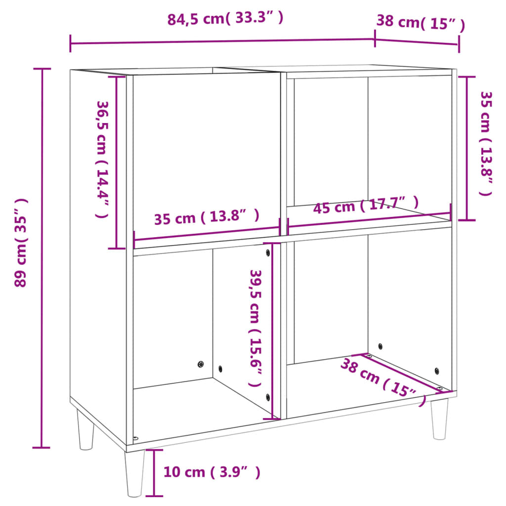 Stereobänk sonoma-ek 84,5x38x89 cm konstruerat trä