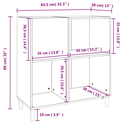 Stereobänk betong-grå 84,5x38x89 cm konstruerat trä