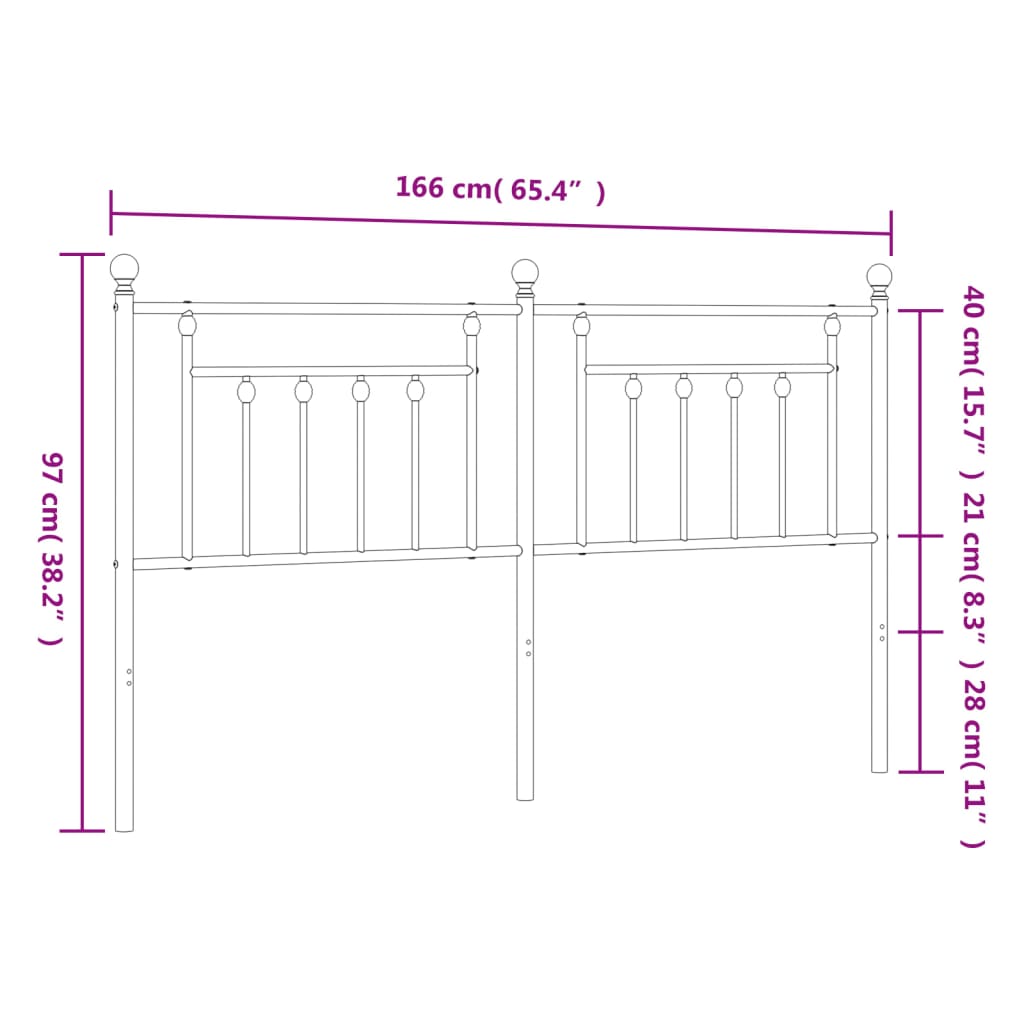 Huvudgavel metall svart 160 cm