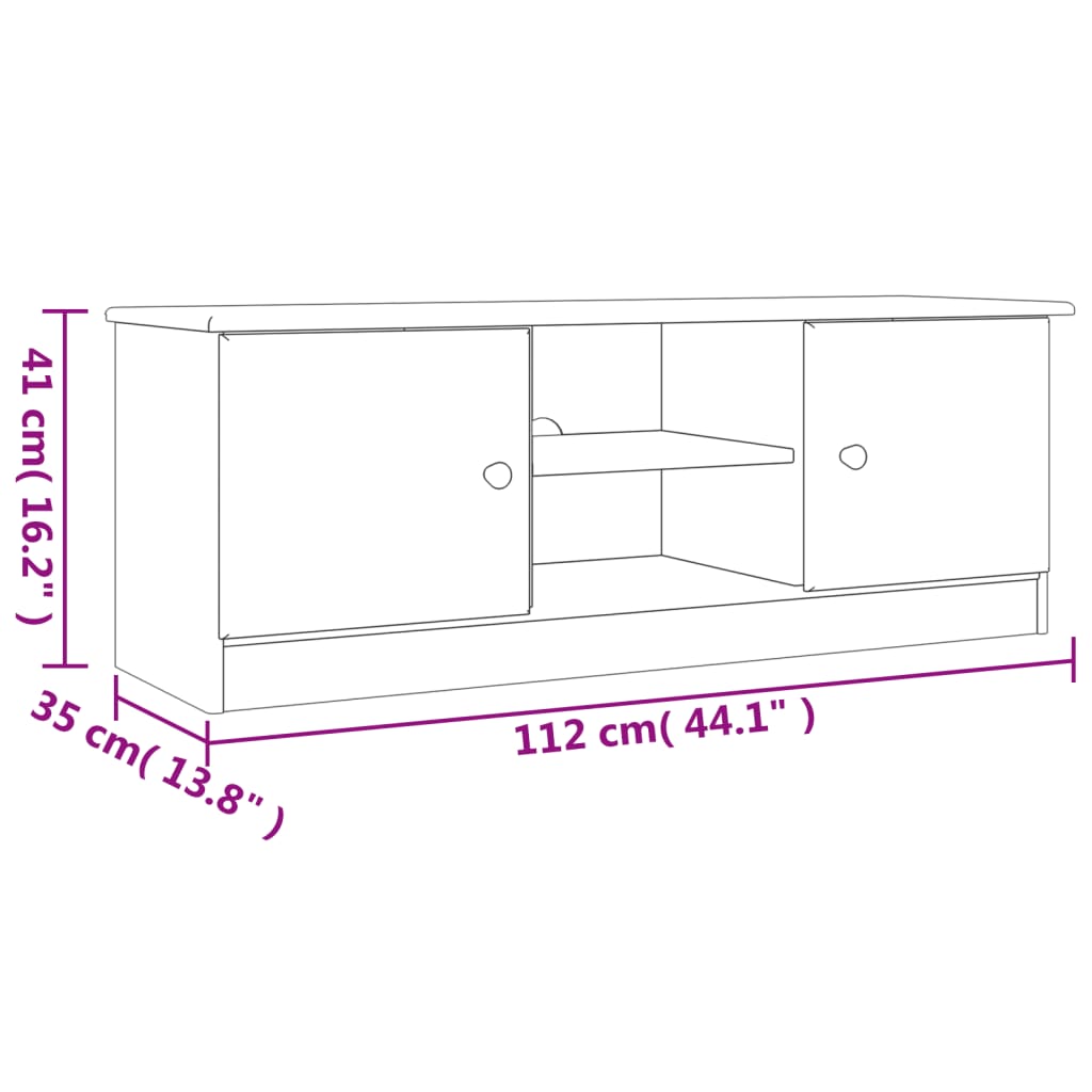 Tv-bänk ALTA 112x35x41 cm massiv furu