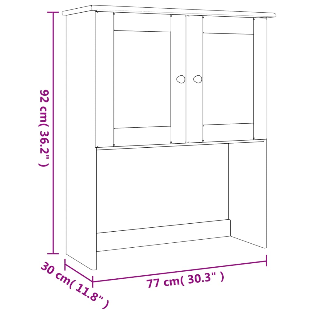 Överdel kommod ALTA 77x30x92 cm massiv furu