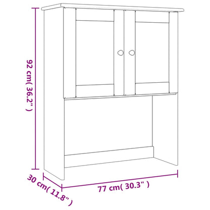 Överdel kommod ALTA 77x30x92 cm vit massiv furu