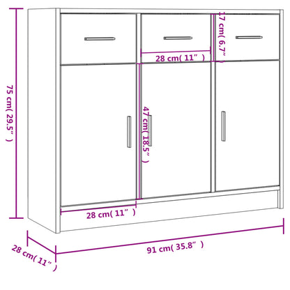 Skänk vit 91x28x75 cm konstruerat trä