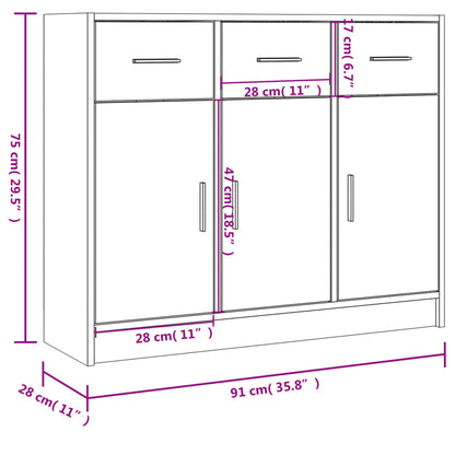 Skänk rökfärgad ek 91x28x75 cm konstruerat trä