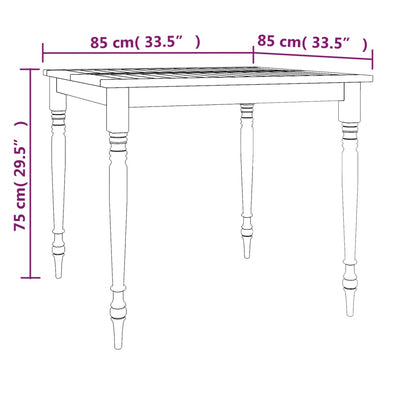 Bataviabord 85x85x75 cm massiv teak