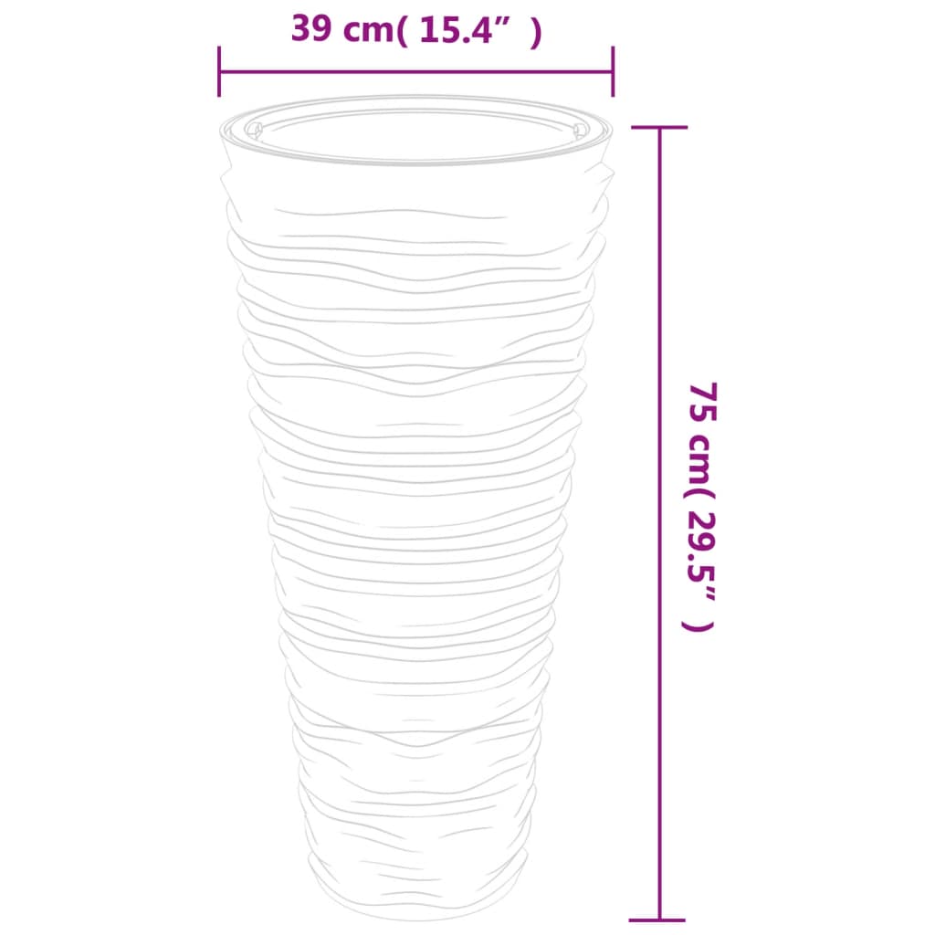 Blomkruka avtagbar insida antracit 18/45 L PP räfflad