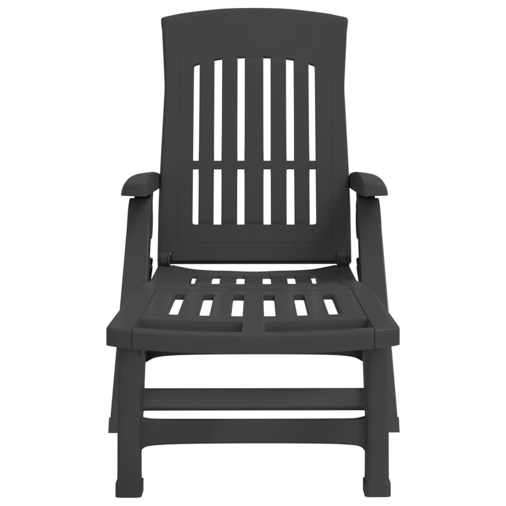 Hopfällbar solsäng med hjul antracit PP