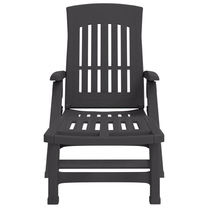 Hopfällbar solsäng med hjul antracit PP