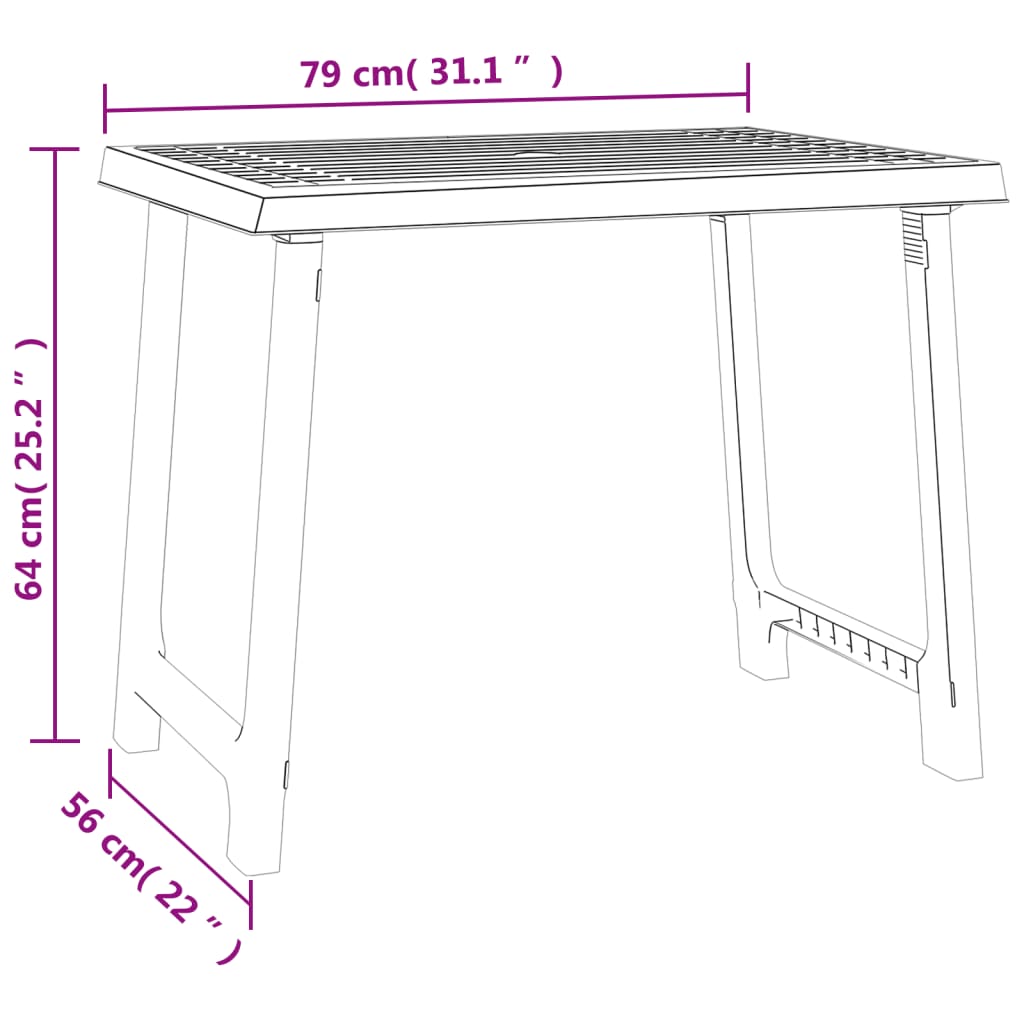 Campingbord antracit 79x56x64 cm PP träutseende